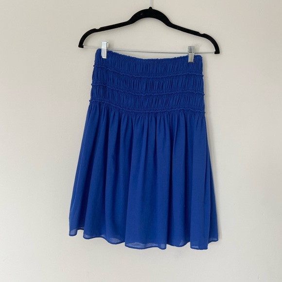 Akris Punto Pleated Knee Length Smocked Waist Skirt in Royal Blue sz 4 - Picture 1 of 8